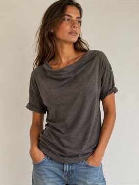 James Perse brownish gray Slub Knit Short Sleeve Tee Made in USA Size 1